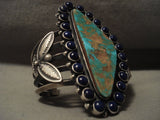 One Of The Largest Navajo Royston Turquoise Lapis Native American Jewelry Silver Bracelet-Nativo Arts