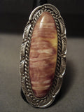 One Of The Largest Navajo Spiny Oyster Native American Jewelry Silver Ring- Ben Begaye!-Nativo Arts
