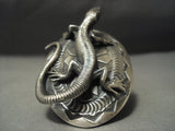 One Of The Largest Navajo Sterling Native American Jewelry Silver Ring- Huge Sterling Gecko!-Nativo Arts