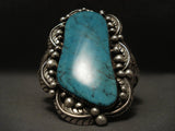 One Of The Largest Old Navajo Blue Diamond Turquoise Native American Jewelry Silver Bracelet-Nativo Arts