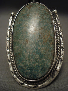 One Of The Largest Old Navajo Blue Jay Turquoise Native American Jewelry Silver Ring-Nativo Arts