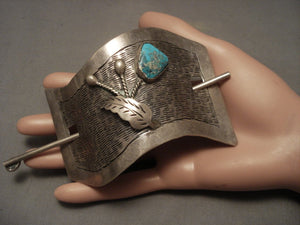 One Of The Largest Old Navajo Native American Jewelry jewelry Hair Barrettes-Nativo Arts