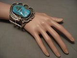 One Of The Largest Old Navajo Persian Turquyoise Native American Jewelry Silver Bracelet-Nativo Arts