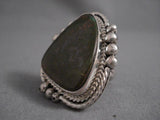 One Of The Largest Vintage Kee Joe (d.) Turquoise Native American Jewelry Silver Ring-Nativo Arts