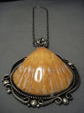 One Of The Largest Vintage Native American Jewelry Navajo Sterling Silver Shell Necklace Old-Nativo Arts
