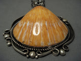 One Of The Largest Vintage Native American Jewelry Navajo Sterling Silver Shell Necklace Old-Nativo Arts