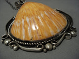 One Of The Largest Vintage Native American Jewelry Navajo Sterling Silver Shell Necklace Old-Nativo Arts