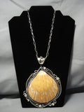 One Of The Largest Vintage Native American Jewelry Navajo Sterling Silver Shell Necklace Old-Nativo Arts