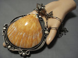 One Of The Largest Vintage Native American Jewelry Navajo Sterling Silver Shell Necklace Old-Nativo Arts