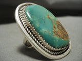 One Of The Largest Yazzie Royston Turquoise Vintage Navajo Native American Jewelry Silver Ring-Nativo Arts
