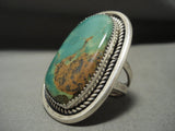 One Of The Largest Yazzie Royston Turquoise Vintage Navajo Native American Jewelry Silver Ring-Nativo Arts