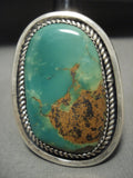 One Of The Largest Yazzie Royston Turquoise Vintage Navajo Native American Jewelry Silver Ring-Nativo Arts