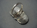 One Of The Most Detailed Zuni Turquoise Coral Sterling Silver Ring-Nativo Arts
