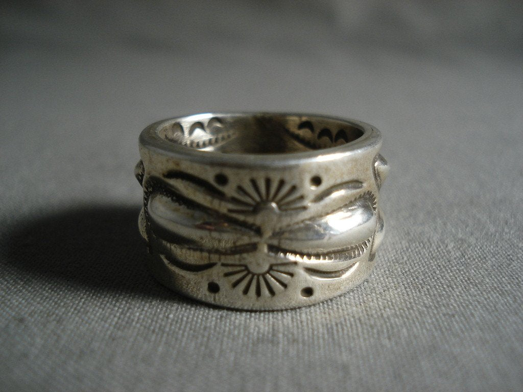 One Of The Most Famous Navajo Stamp Artists- Ray Adakai Native American  Jewelry Silver Ring