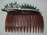 One Of The Most Intrciate Vintage Native American Jewelry Navajo Turquoise Sterling Silver Hair Barrette-Nativo Arts