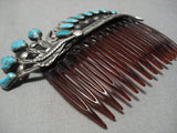 One Of The Most Intrciate Vintage Native American Jewelry Navajo Turquoise Sterling Silver Hair Barrette-Nativo Arts