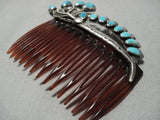 One Of The Most Intrciate Vintage Native American Jewelry Navajo Turquoise Sterling Silver Hair Barrette-Nativo Arts