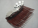 One Of The Most Intrciate Vintage Native American Jewelry Navajo Turquoise Sterling Silver Hair Barrette-Nativo Arts