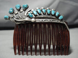 One Of The Most Intrciate Vintage Native American Jewelry Navajo Turquoise Sterling Silver Hair Barrette-Nativo Arts