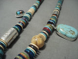 One Of The Most Unique Ever Vintage Navajo Turquoise Agate Native American Jewelry Silver Necklace-Nativo Arts