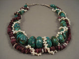 One Of The Most Unique Ever Vintage Navajo Turquoise Native American Jewelry Silver Necklace-Nativo Arts