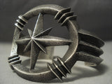 One Of The Most Unique Navajo Aaron Anderson **nothern Star** Native American Jewelry Silver Bracelet-Nativo Arts