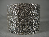 One Of The Most Unique Vintage Navajo All Native American Jewelry Silver Mosaic Bracelet-Nativo Arts