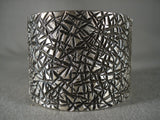 One Of The Most Unique Vintage Navajo All Native American Jewelry Silver Mosaic Bracelet-Nativo Arts