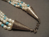 One Of The Most Unique Vintage Navajo kee Joe (d.)* Turquoise Native American Jewelry Silver Necklace-Nativo Arts