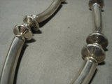 One Of The Most Unique Vintage Navajo 'Native American Jewelry Silver Handmade Tubule' Necklace Old-Nativo Arts