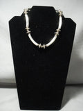 One Of The Most Unique Vintage Navajo 'Native American Jewelry Silver Handmade Tubule' Necklace Old-Nativo Arts