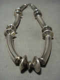 One Of The Most Unique Vintage Navajo 'Native American Jewelry Silver Handmade Tubule' Necklace Old-Nativo Arts
