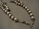 ONE OF THE MOST UNIQUE VINTAGE NAVAJO TURQUOISE SILVER SQUASH BLOSSOM NECKLACE-Nativo Arts