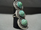 One Of The Tallest Ever Vintage Navajo Cerrillos Turquoise Native American Jewelry Silver Ring-Nativo Arts