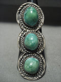 One Of The Tallest Ever Vintage Navajo Cerrillos Turquoise Native American Jewelry Silver Ring-Nativo Arts