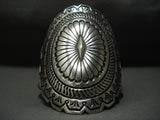 One Of The Tallest Vintage Navajo Native American Jewelry jewelry Sterling Silver Concho Bracelet Old-Nativo Arts