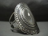 One Of The Tallest Vintage Navajo Native American Jewelry jewelry Sterling Silver Concho Bracelet Old-Nativo Arts