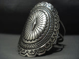One Of The Tallest Vintage Navajo Native American Jewelry jewelry Sterling Silver Concho Bracelet Old-Nativo Arts