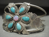 Opal Of The Flower Wide Vintage Navajo Tears Of Joy Turquoise Native American Jewelry Silver Bracelet-Nativo Arts