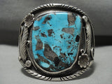 Opilent Vintage Navajo Persin Turquoise Native American Jewelry Silver Leaf Bracelet-Nativo Arts