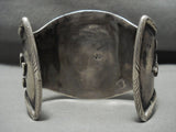 Opilent Vintage Navajo Persin Turquoise Native American Jewelry Silver Leaf Bracelet-Nativo Arts