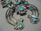 Opulelnt Vintage Native American Jewelry Navajo Turquoise Sterling Silver Squash Blossom Necklace-Nativo Arts