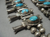 Opulelnt Vintage Native American Jewelry Navajo Turquoise Sterling Silver Squash Blossom Necklace-Nativo Arts