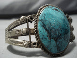 Opulent 1900's Vintage Native American Jewelry Navajo Crow Spings Turquoise Sterling Silver Bracelet-Nativo Arts