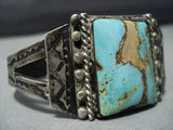 Opulent 1920's Vintage Native American Jewelry Navajo Turquoise Sterling Silver Bracelet Old-Nativo Arts