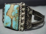 Opulent 1920's Vintage Native American Jewelry Navajo Turquoise Sterling Silver Bracelet Old-Nativo Arts