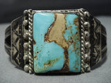 Opulent 1920's Vintage Native American Jewelry Navajo Turquoise Sterling Silver Bracelet Old-Nativo Arts