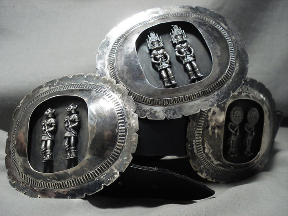 Opulent 979 Grams Vintage Navajo Kachina Native American Jewelry Silver Concho Belt Old-Nativo Arts