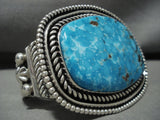 Opulent Albert Lee 203 Grams Turquoise Native American Jewelry Silver Vintage Navajo Bracelet-Nativo Arts