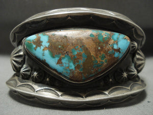 Opulent And Finest Fred Maloney Vintage Navajo Royston Turquoise Native American Jewelry Silver Bracelet-Nativo Arts